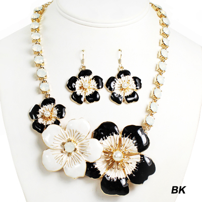 FASHION STONE W FLOWER NK SET16"(NT0952-KNE1026)