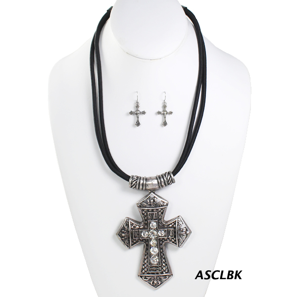 FASHION CROSS CHARM NK SET17.5"(NT1054-LNE2632)