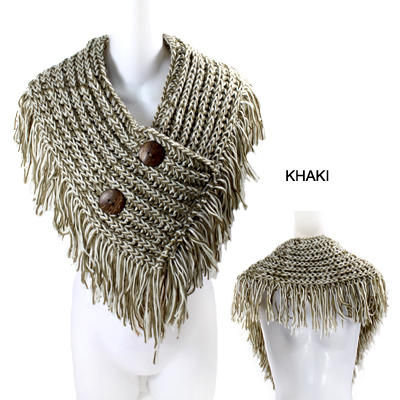 FASHION TWO BUTTON W TASSEL SCARF(SCA0003-LOF023)