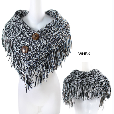 FASHION TWO BUTTON W TASSEL SCARF(SCA0003-LOF023)