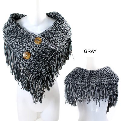 FASHION TWO BUTTON W TASSEL SCARF(SCA0003-LOF023)