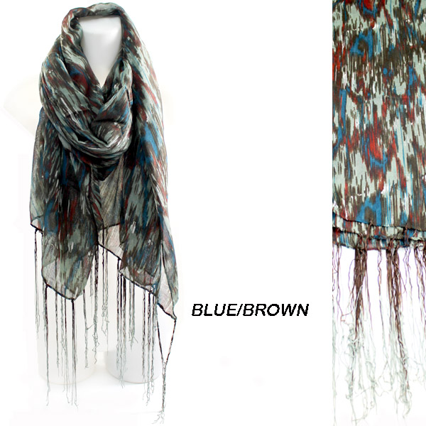 FASHION MULTI COLOR FRINGE PRINT SCARF(SCA0033-SN307)