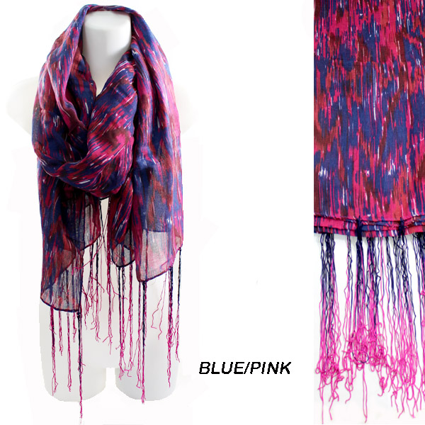 FASHION MULTI COLOR FRINGE PRINT SCARF(SCA0033-SN307)