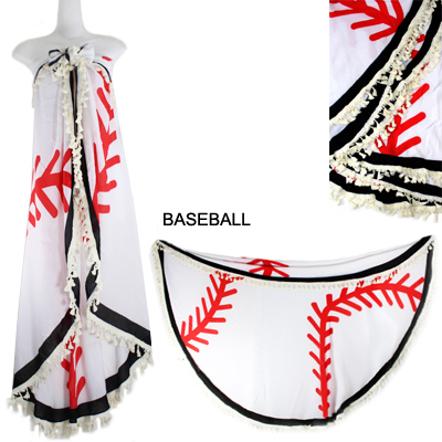 59"ROUND BASEBALL BEACH COVER UP(SHA0012-LOF502)