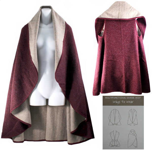 TWOTONE REVERSABLE SHAWL VEST(SHA0026-MSV0001)