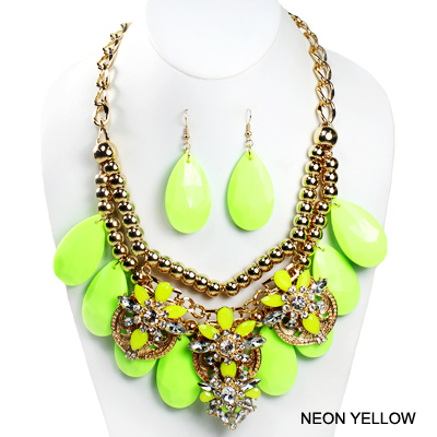 FASHION NEON COLORFUL W STONE NK SET17.5"(SN0009-INE0581)