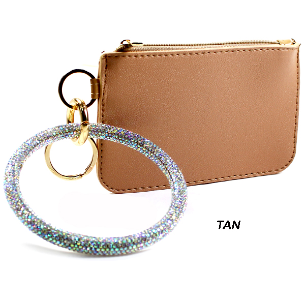 FASHION MD WALLET W STONE KEYCHAIN(HW0019-MWH02)